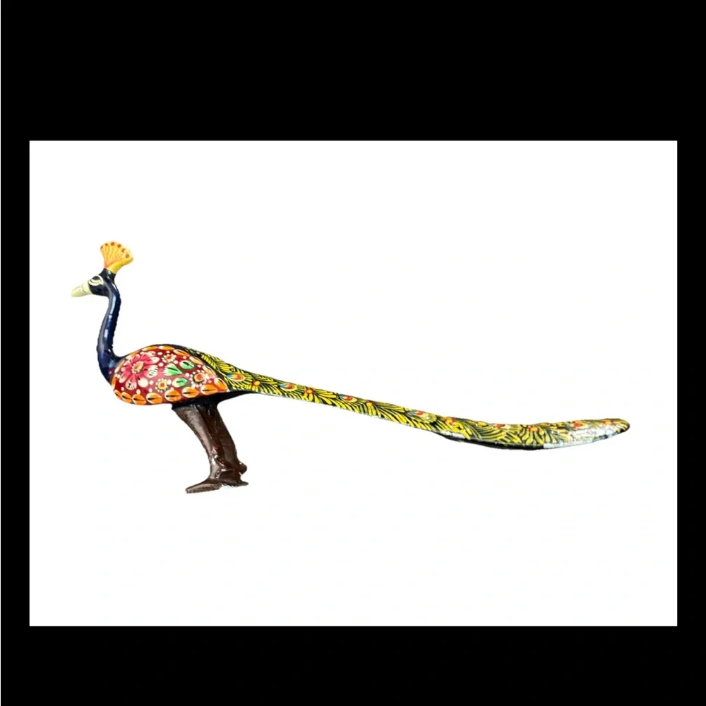 Colorful Peacock Bird Figurine metal